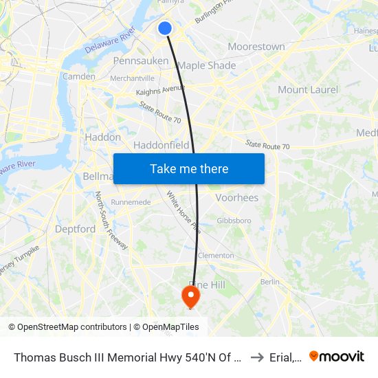 Thomas Busch III Memorial Hwy 540'N Of National H# to Erial, NJ map