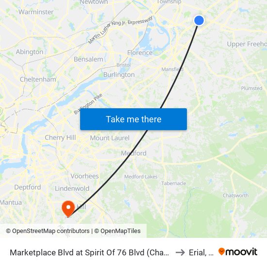 Marketplace Blvd at Spirit Of 76 Blvd (Chase Bank) to Erial, NJ map