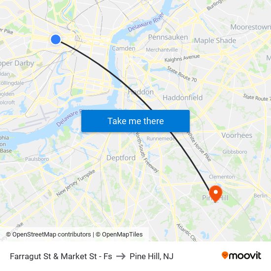 Farragut St & Market St - Fs to Pine Hill, NJ map