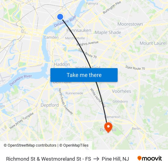 Richmond St & Westmoreland St - FS to Pine Hill, NJ map