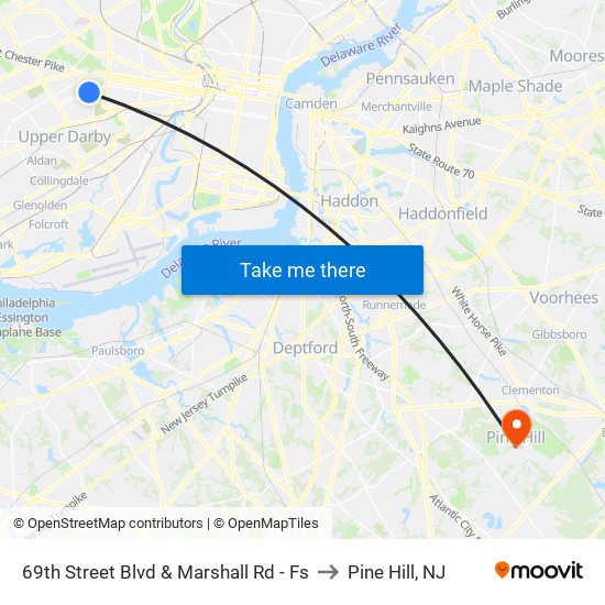 69th Street Blvd & Marshall Rd - Fs to Pine Hill, NJ map