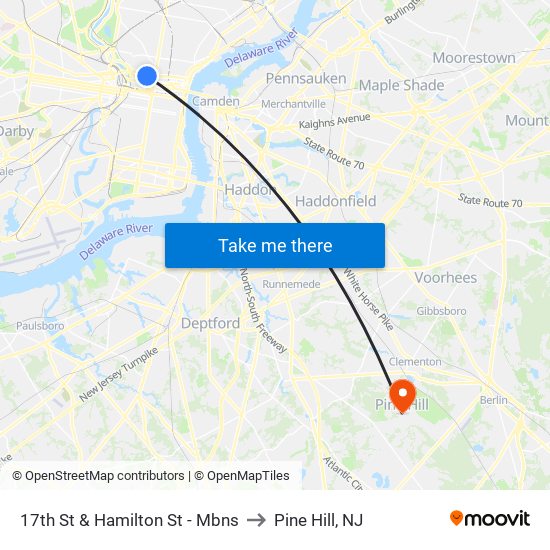 17th St & Hamilton St - Mbns to Pine Hill, NJ map
