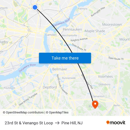 23rd St & Venango St Loop to Pine Hill, NJ map