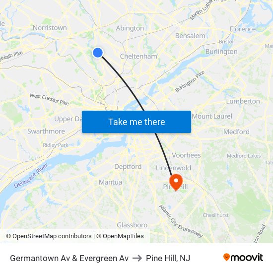 Germantown Av & Evergreen Av to Pine Hill, NJ map