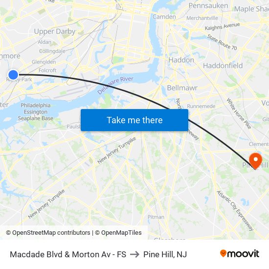 Macdade Blvd & Morton Av - FS to Pine Hill, NJ map