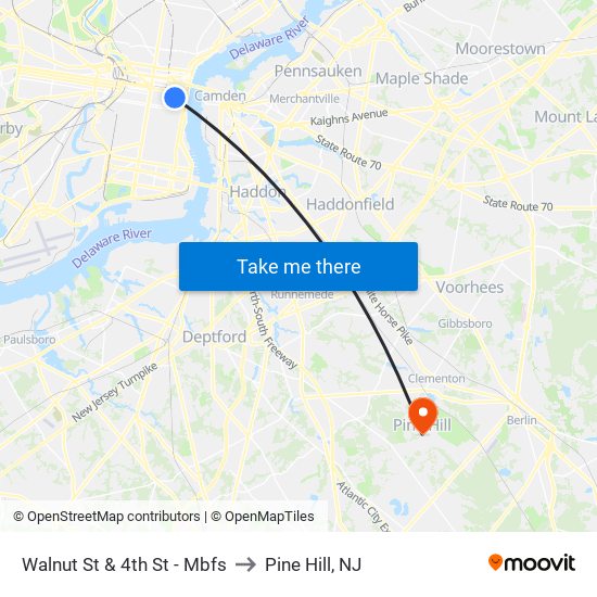 Walnut St & 4th St - Mbfs to Pine Hill, NJ map