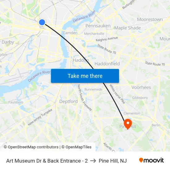 Art Museum Dr & Back Entrance - 2 to Pine Hill, NJ map