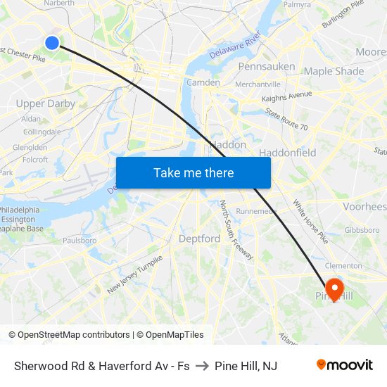 Sherwood Rd & Haverford Av - Fs to Pine Hill, NJ map