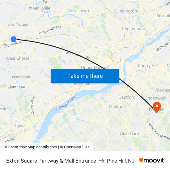 Exton Square Parkway & Mall Entrance to Pine Hill, NJ map