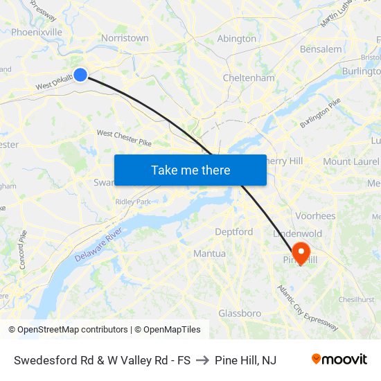 Swedesford Rd & W Valley Rd - FS to Pine Hill, NJ map