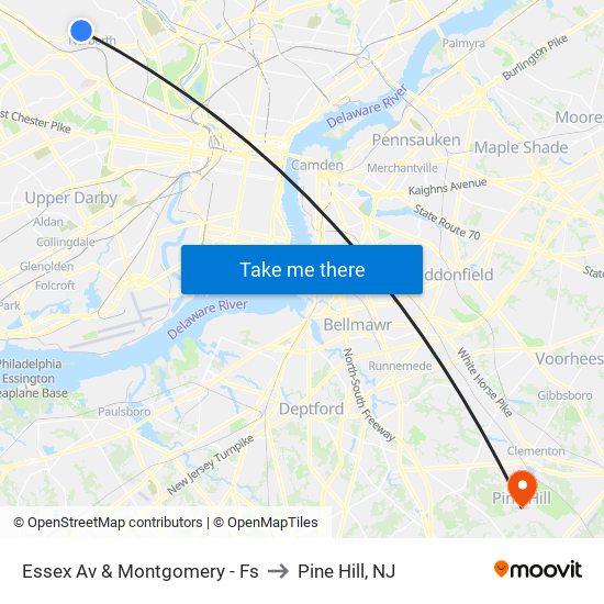 Essex Av & Montgomery - Fs to Pine Hill, NJ map