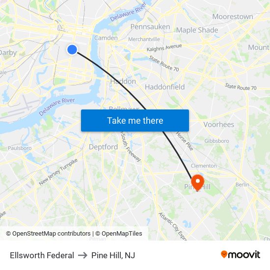Ellsworth Federal to Pine Hill, NJ map