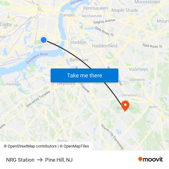 NRG Station to Pine Hill, NJ map