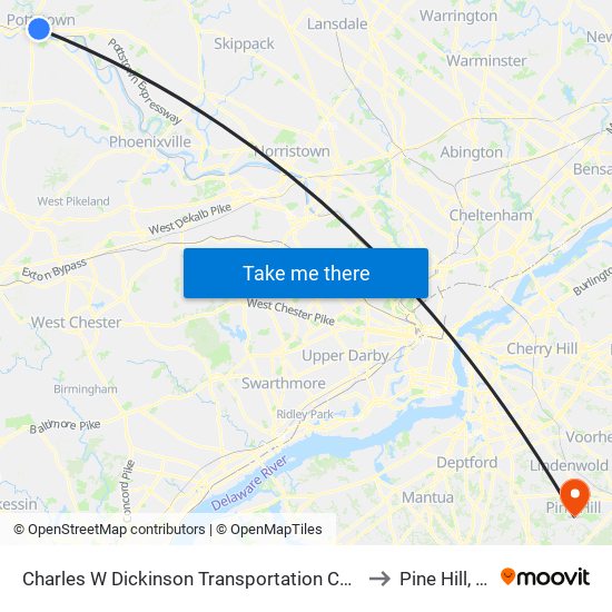 Charles W Dickinson Transportation Center to Pine Hill, NJ map