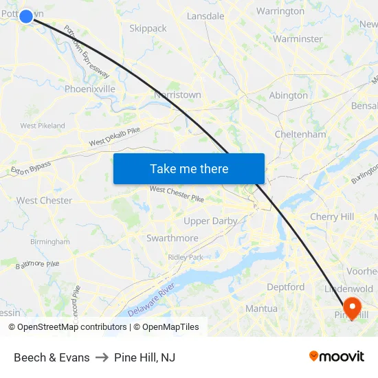 Beech & Evans to Pine Hill, NJ map