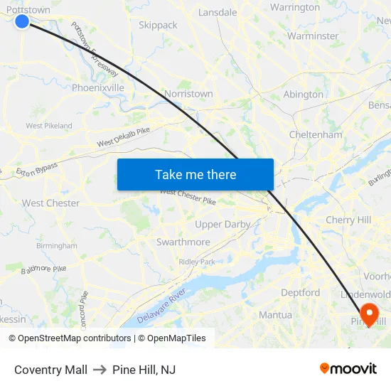 Coventry Mall to Pine Hill, NJ map