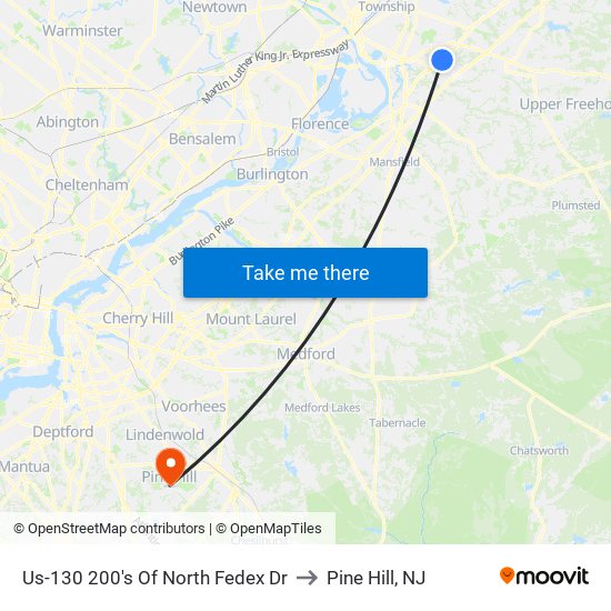 Us-130 200's Of North Fedex Dr to Pine Hill, NJ map