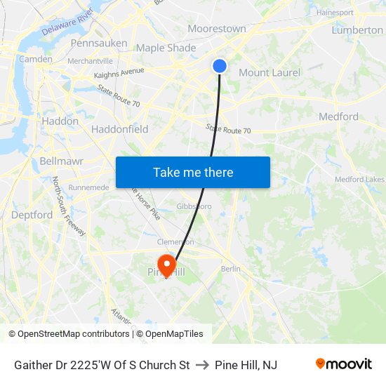 Gaither Dr 2225'W Of S Church St to Pine Hill, NJ map