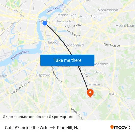 Gate #7 Inside the Wrtc to Pine Hill, NJ map