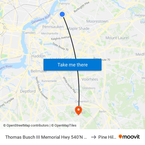Thomas Busch III Memorial Hwy 540'N Of National H# to Pine Hill, NJ map