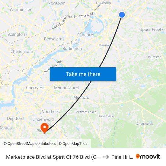 Marketplace Blvd at Spirit Of 76 Blvd (Chase Bank) to Pine Hill, NJ map