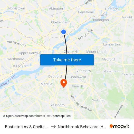 Bustleton Av & Cheltenham Av - Fs to Northbrook Behavioral Health Hospital map