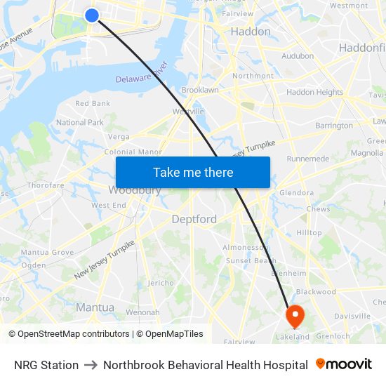 NRG Station to Northbrook Behavioral Health Hospital map