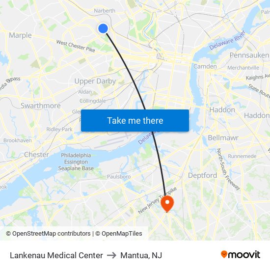 Lankenau Medical Center to Mantua, NJ map
