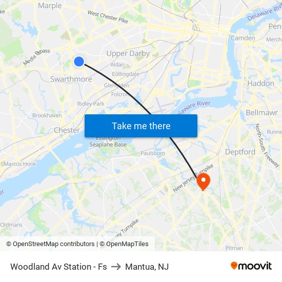 Woodland Av Station - Fs to Mantua, NJ map