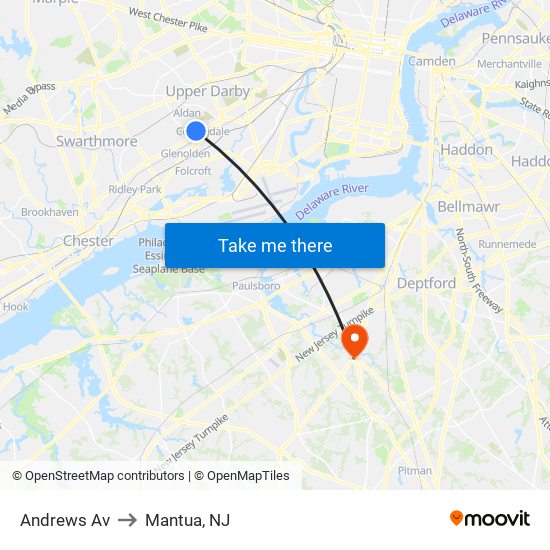 Andrews Av to Mantua, NJ map