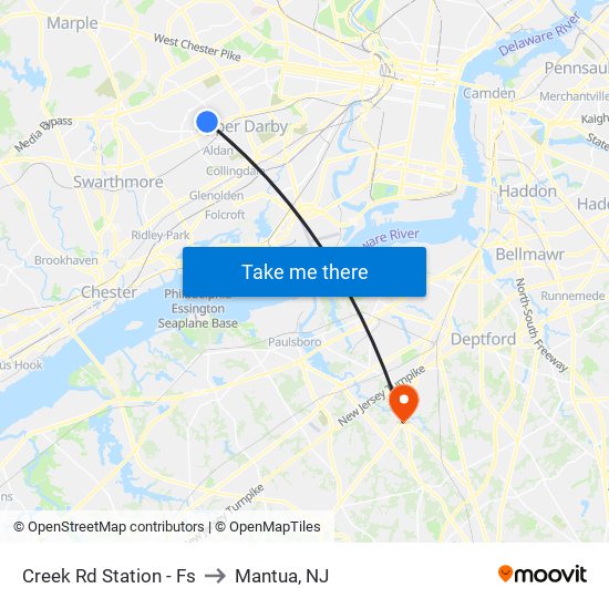 Creek Rd Station - Fs to Mantua, NJ map