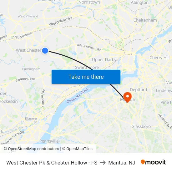 West Chester Pk & Chester Hollow - FS to Mantua, NJ map