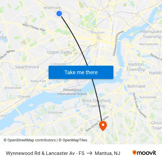 Wynnewood Rd & Lancaster Av - FS to Mantua, NJ map