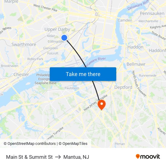 Main St & Summit St to Mantua, NJ map