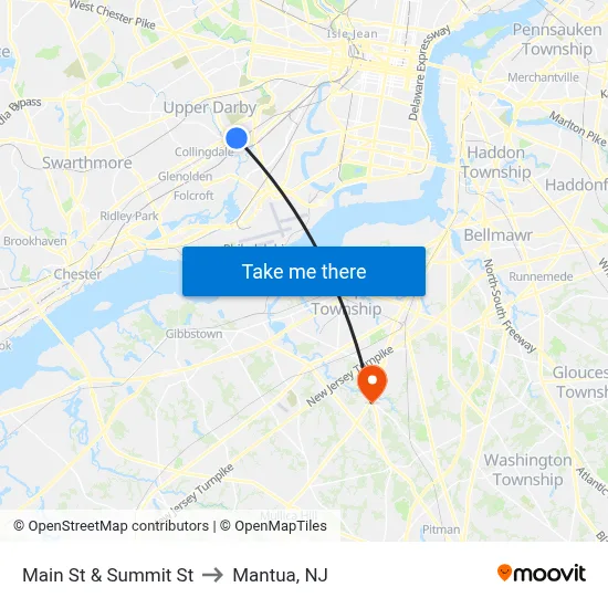 Main St & Summit St to Mantua, NJ map