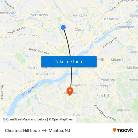 Chestnut Hill Loop to Mantua, NJ map