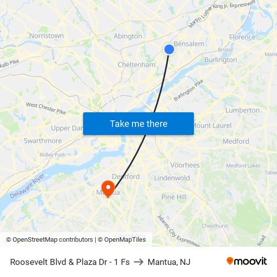 Roosevelt Blvd & Plaza Dr - 1 Fs to Mantua, NJ map