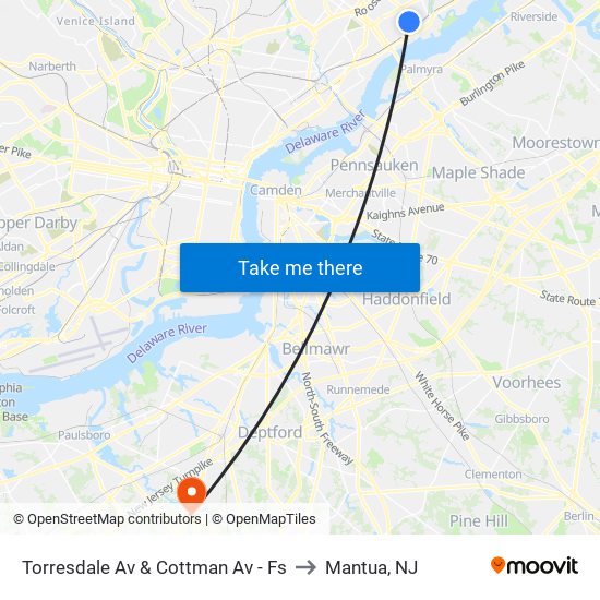 Torresdale Av & Cottman Av - Fs to Mantua, NJ map