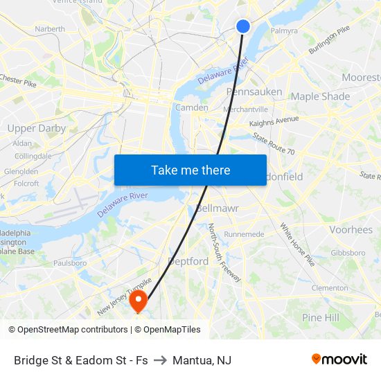 Bridge St & Eadom St - Fs to Mantua, NJ map