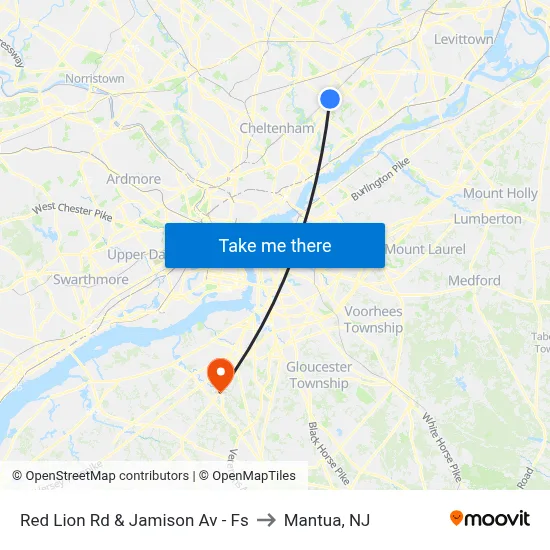 Red Lion Rd & Jamison Av - Fs to Mantua, NJ map