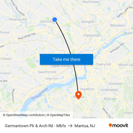 Germantown Pk & Arch Rd - Mbfs to Mantua, NJ map