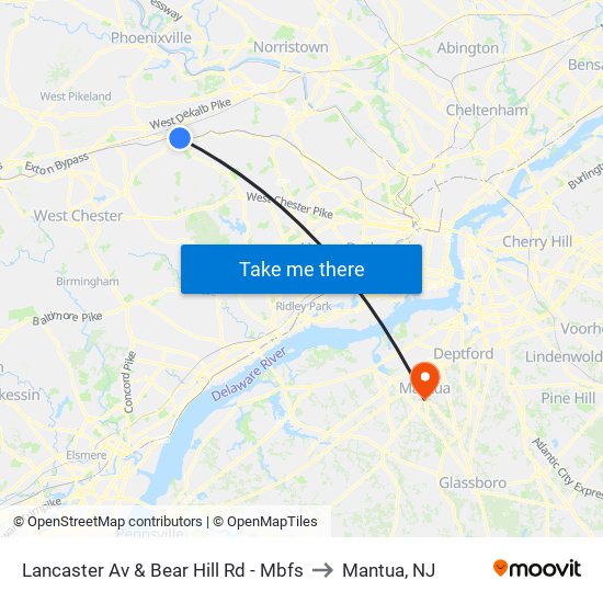 Lancaster Av & Bear Hill Rd - Mbfs to Mantua, NJ map
