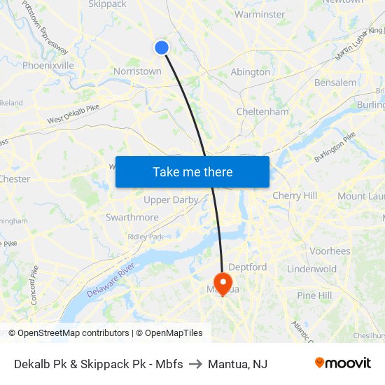 Dekalb Pk & Skippack Pk - Mbfs to Mantua, NJ map