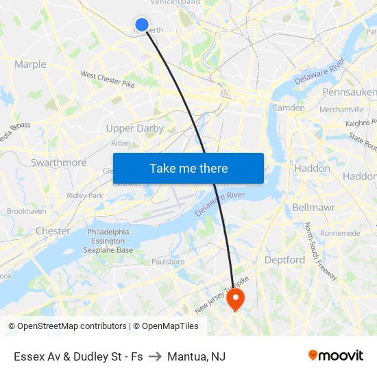 Essex Av & Dudley St - Fs to Mantua, NJ map