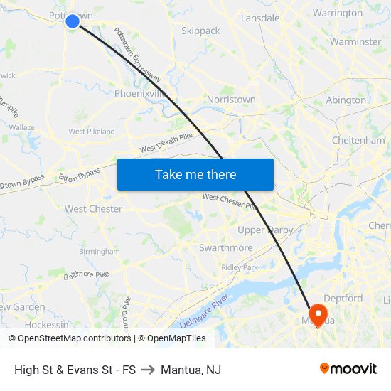 High St & Evans St - FS to Mantua, NJ map