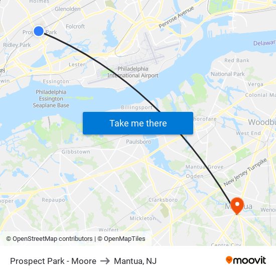 Prospect Park - Moore to Mantua, NJ map