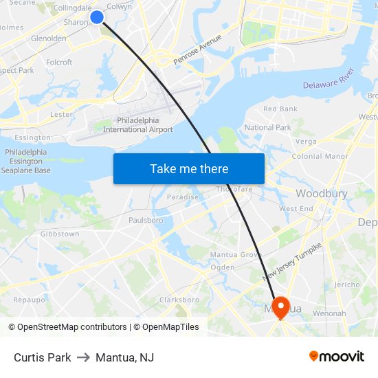 Curtis Park to Mantua, NJ map