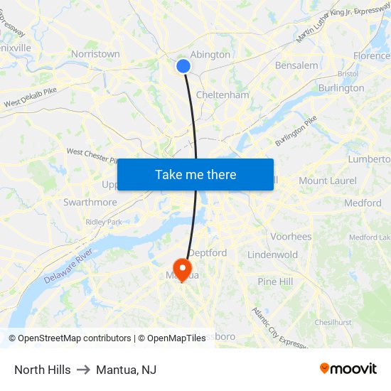 North Hills to Mantua, NJ map