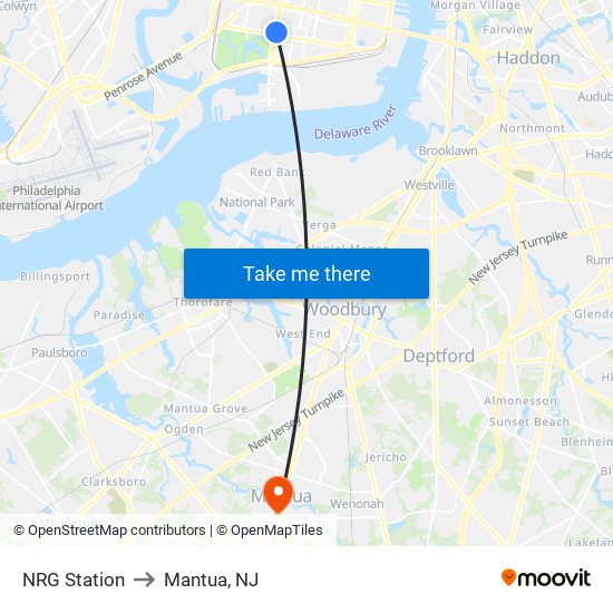 NRG Station to Mantua, NJ map