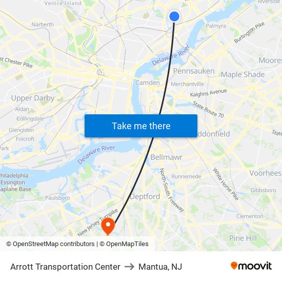 Arrott Transportation Center to Mantua, NJ map